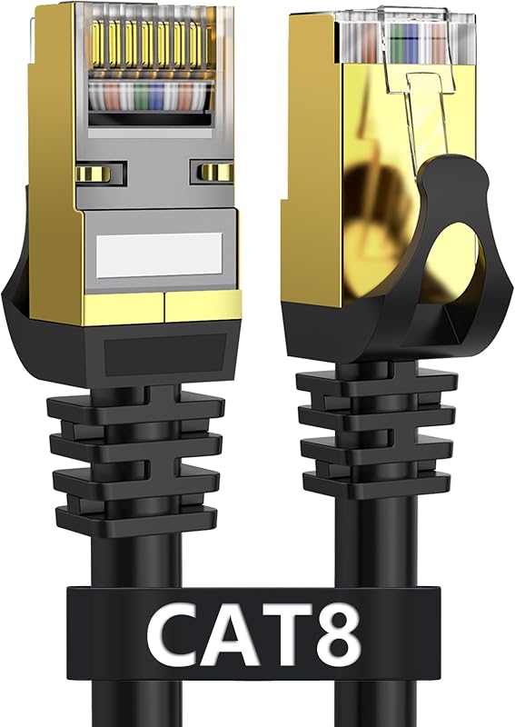 Cable Ethernet Dacrown Cat 8 de 3 pies, 40 Gbps 2000 MHz, cable de red de alta velocidad | Cable LAN RJ45 chapado en oro blindado de alta resistencia, 6 pies, 10 pies, 15 pies, 20 pies, 30 pies, 50 pies, 75 pies, 100 pies, 150 pies, 26AWG, 1 paquete, para juegos, enrutador