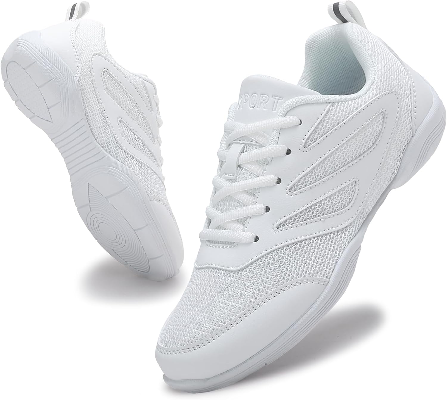 Cheer Shoes Girls White Cheerleading Dance Shoes Lightweight Non Slip Breathable Athletic Youth Competition Training Sneakers