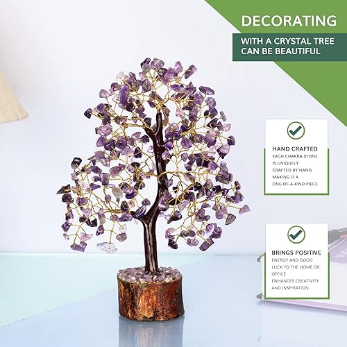 Miniatura 5 de Árbol de cristal de amatista, árbol de dinero de piedra, piedras preciosas y cristales, energía de cristal, piedras curativas, piedra morada,