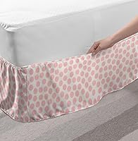 Vista 3 de Ambesonne Retro Bed Skirt, Hand Drawn Style Dots in Pastel Color and Retro Style Childhood Pattern, Elastic Bedskirt Dust Ruffle Wrap Around for