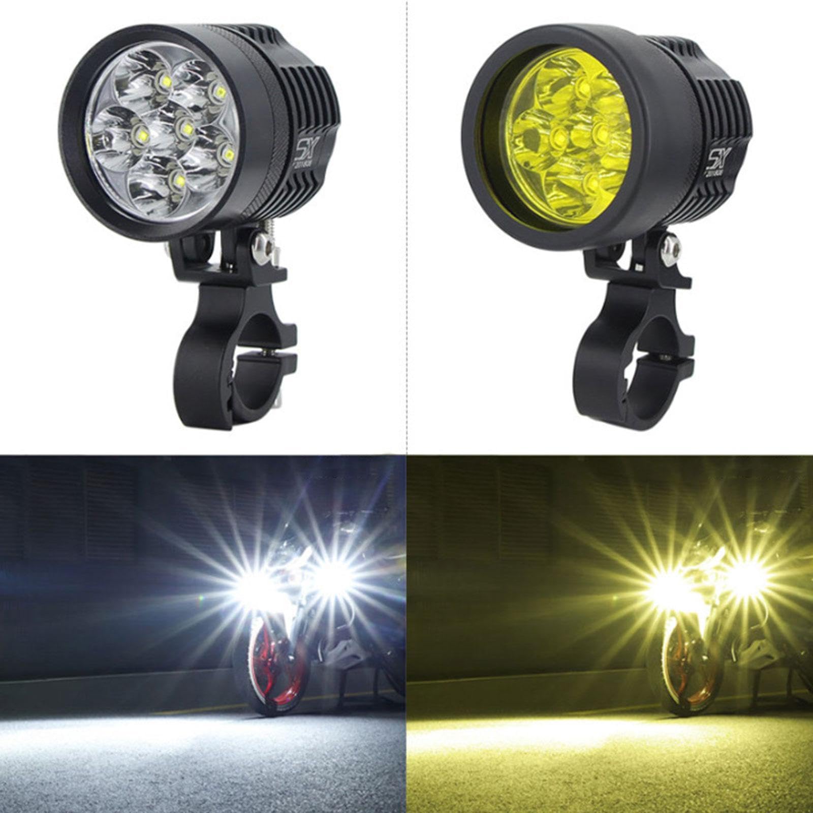 Intermitentes LED Moto 6500LM 12V, Par de Luces Antiniebla de Rendimiento, Diámetro 6cm (2.36"), Aleación y PC, Fácil Instalación