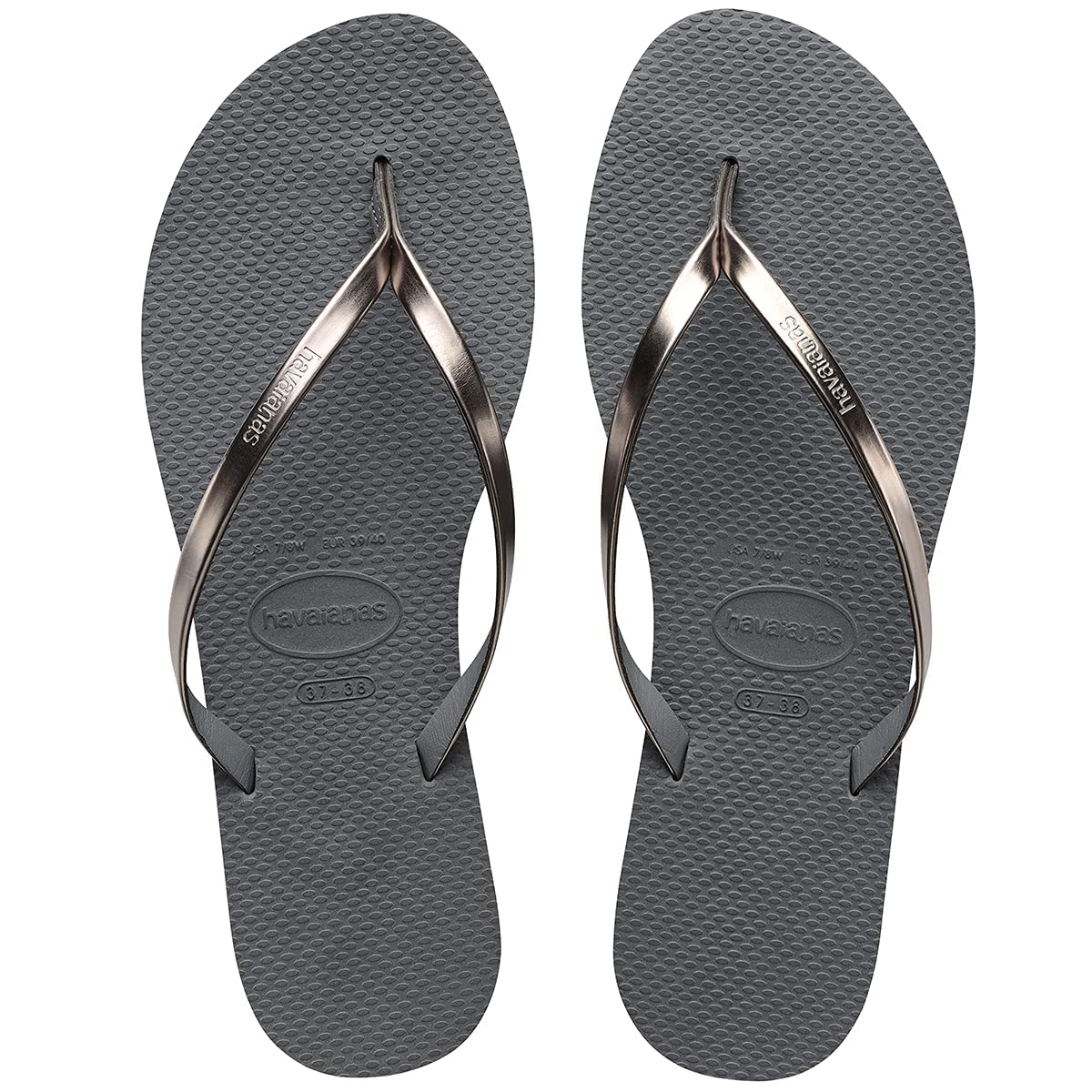 Havaianas - You Metallic, Sandalias Cómodas, Elegantes y Versátiles, Tiras Finas con Acabado Metálico, Pequeño Tacón, Mujer