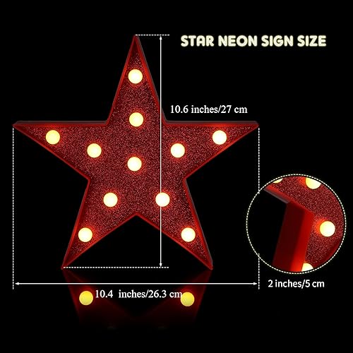Vista 16 de Tarpop 2 luces nocturnas de plástico con forma de estrella, funciona con pilas, luz LED de marquesina, lámpara de pared para sala de cine