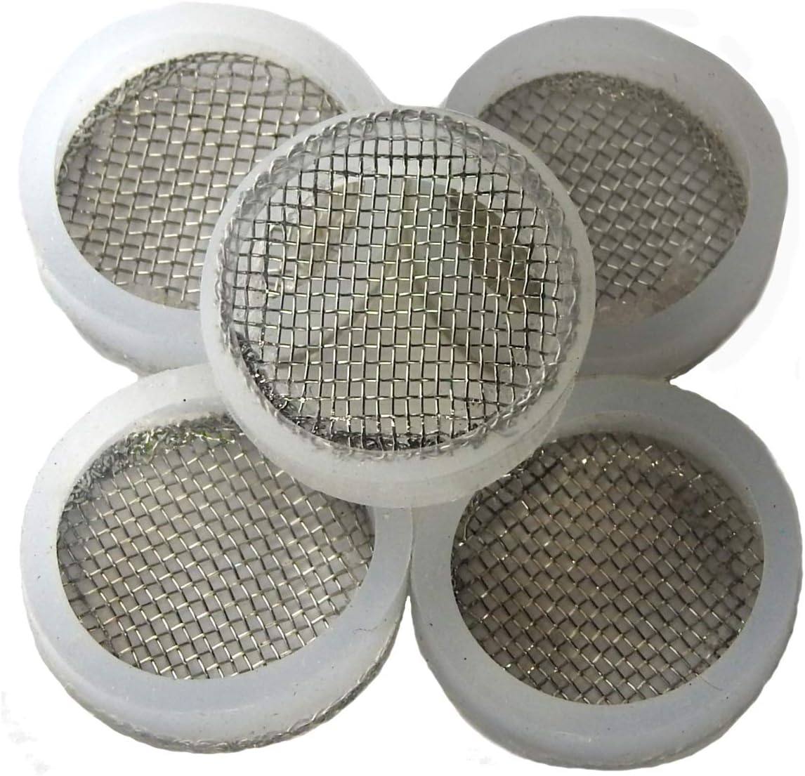 Stainless Steel Mesh Screen Filter for Iced Beverage Dispenser Replacement Spigot - 5 Pack - Easily Fits 16mm Threaded End to Filter or Strain Citrus Pulp, Tea Leaves and other Particles