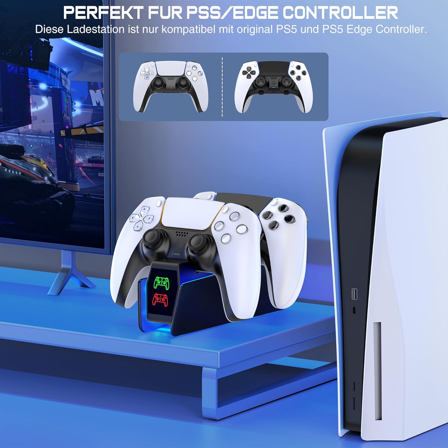 HELLCOOL PS5 Controller Charger, PS5 Charging Station for Playstation 5 Controller, PS5 Charger Dock for Dualsense Wireless/Edge Controller, PS5 Docking Station with 2-3 Fast Charging/Cool RGB Light 6 71fvdzqUEXL. AC SL1500