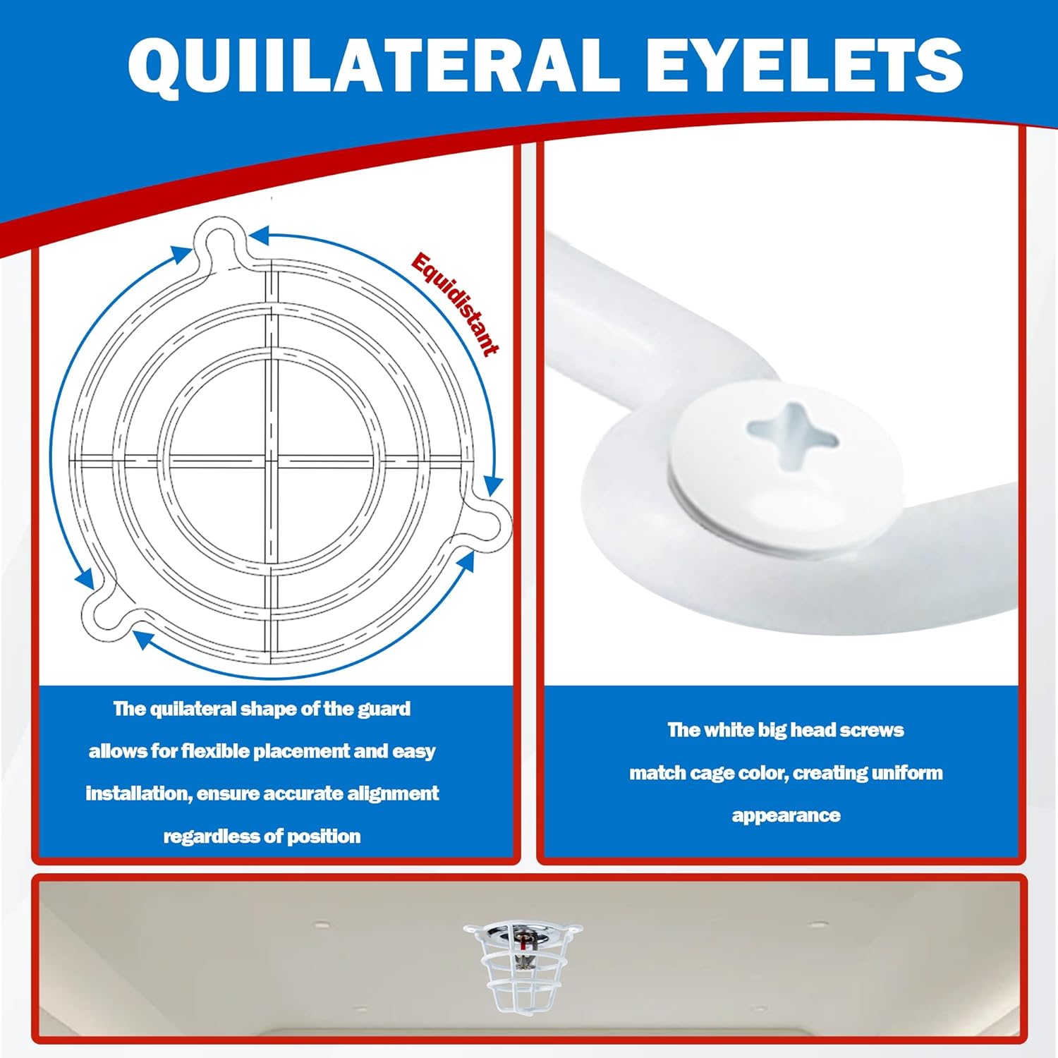 (8 Pack) Fire Sprinkler Head Protector Guard for Both 1/2" & 3/4" Sprinkler Head for Protecting Flush Mount & Side Wall & Semi - Recessed Sprinkler Head Cover Cage