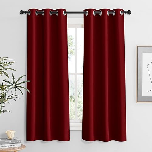Miniatura 257 de RYB HOME Juego de 2 paneles de cortinas opacas grises de 63 pulgadas de largo, cortinas sólidas resistentes para oscurecer la habitación