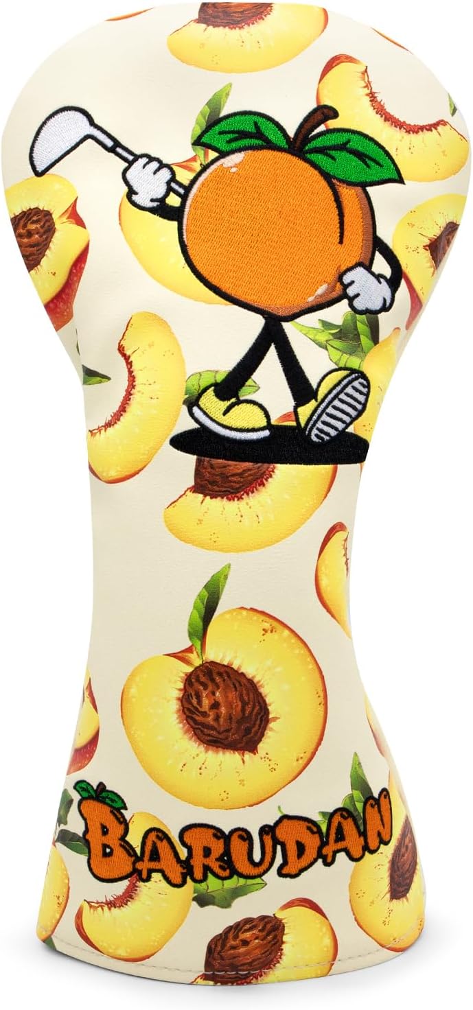 Golf Club Head Covers Peach Style Golf Driver Headcover 3 Wood Headcover Hybrid Headcover Head Covers Mallet Blade Putter Covers Magnetic, Rotatable Fairway Wood Rescue Head Covers