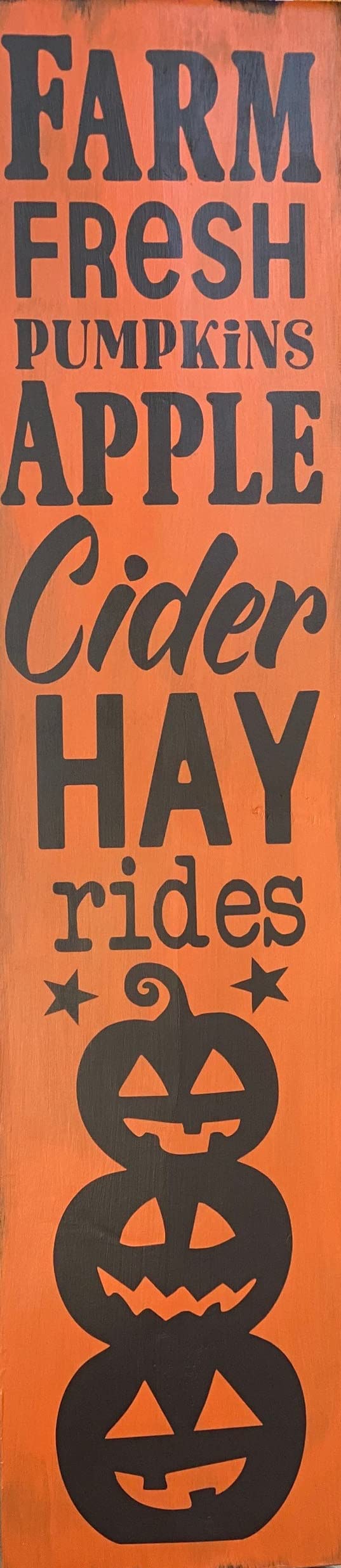 HOUVSSEN Hay Rides Porch Sign. Farm Fresh Pumpkin Sign. Halloween, Fall, Thanksgiving Wood Porch Sign and Decor. Metal Tin Signs & Sayings Home Decor Farmhouse 4x16 in