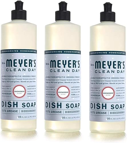 MRS. MEYER'S CLEAN DAY Jabón líquido, gota de nieve, 16 onzas líquidas (paquete de 3)