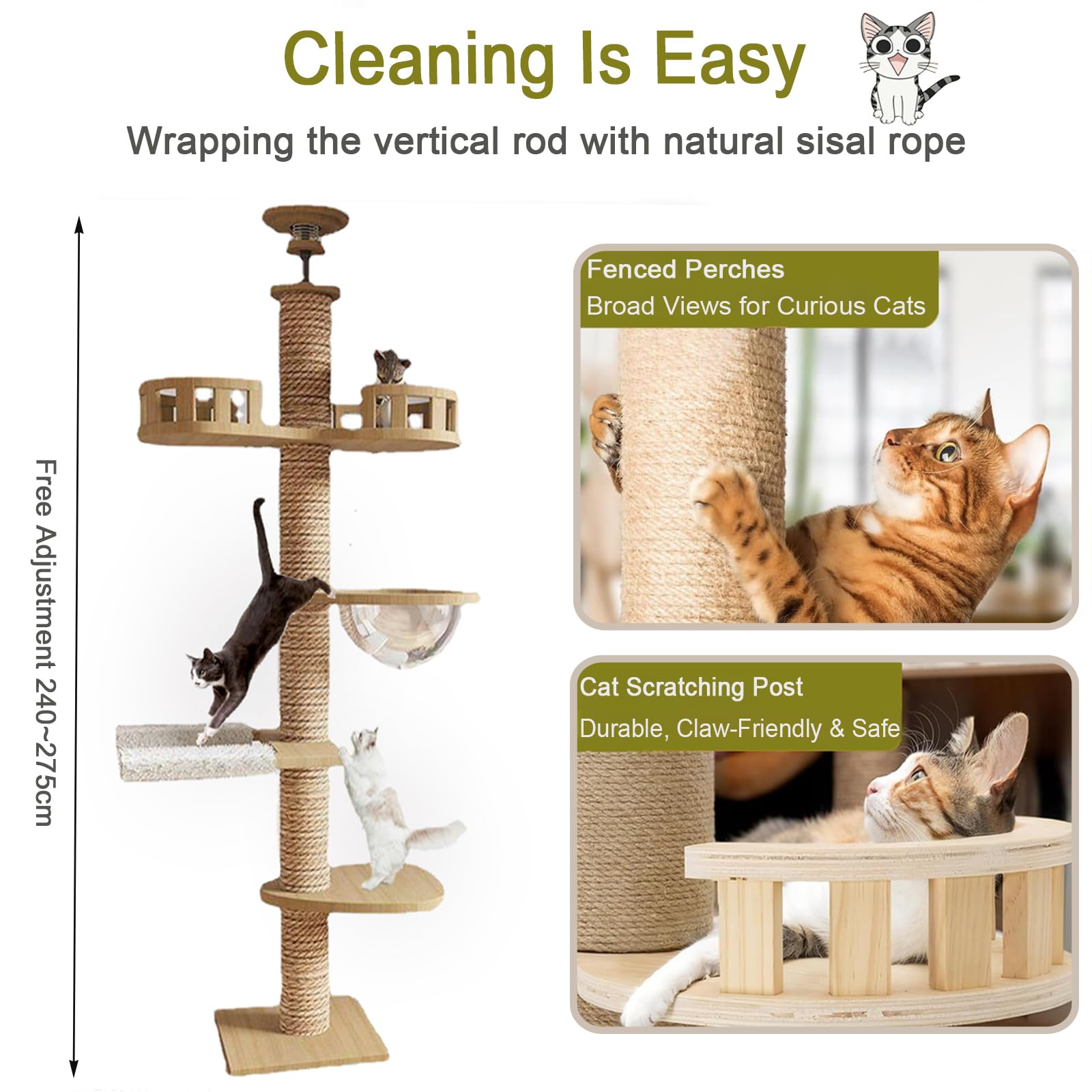 Amazon.com : Floor to Ceiling cat Tree - Adjustable Height