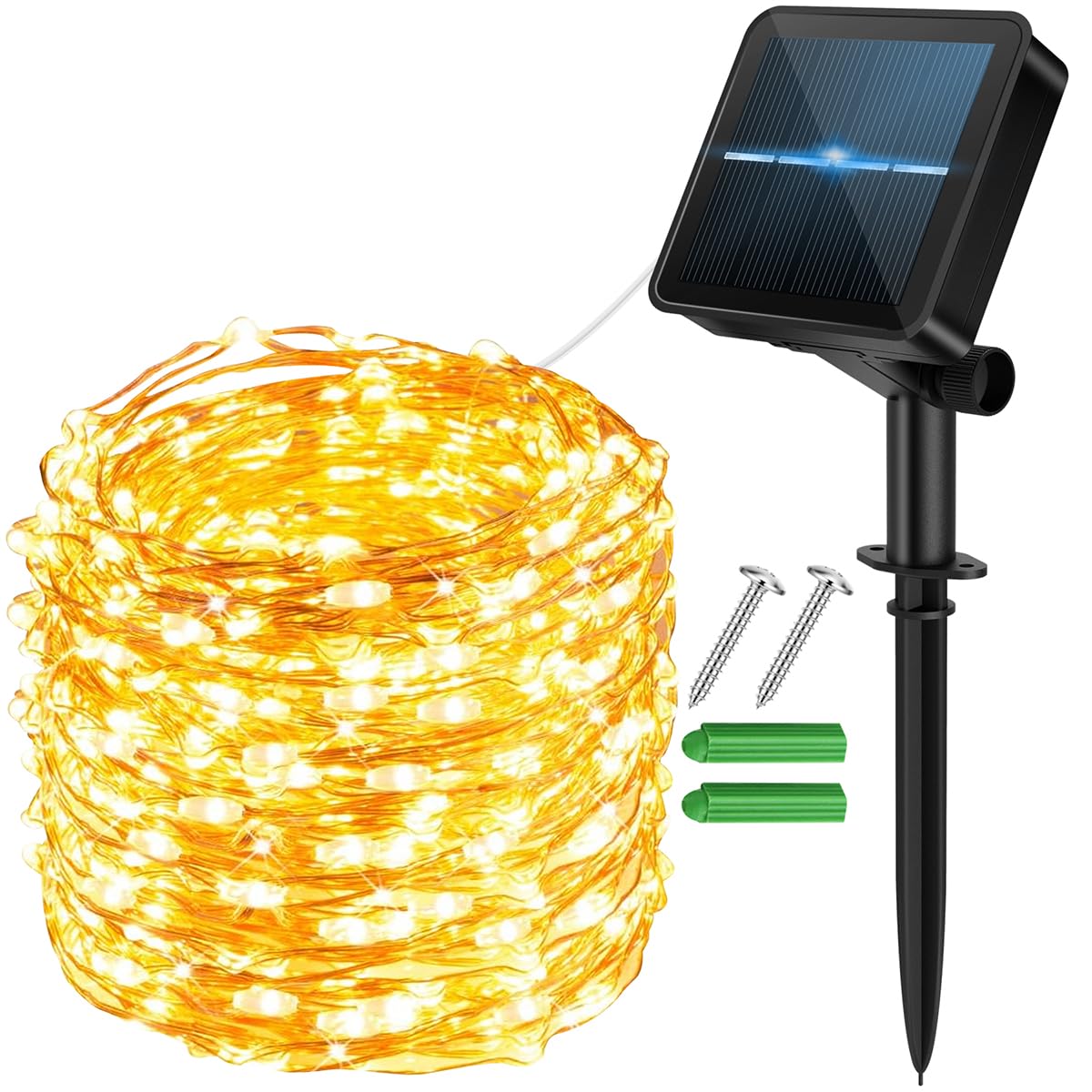 micocali Solar Fairy Lights Outdoor,1 Pack 12M/40Ft 120LED Solar Garden Lights with 8 Modes Waterproof Copper Wire Decorative String Light for Yard, Party, Wedding, Patio (Warm White)