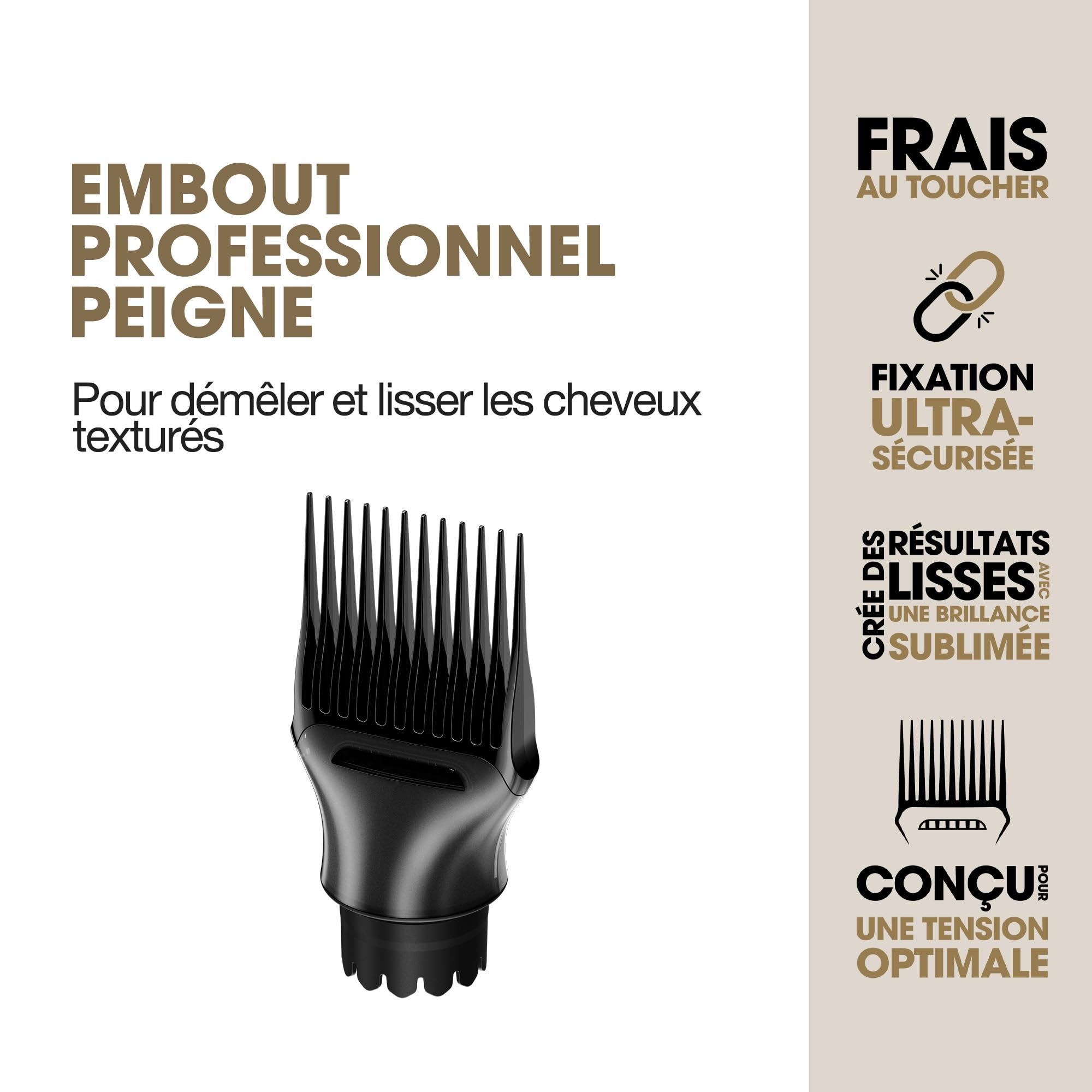 ghd - Embout Peigne Seche cheveux - Embout peigne pour sèche-cheveux ghd Speed - Idéal pour détendre et lisser les cheveux texturés, frisés, crépus - Lissage naturel ou en préparation d'un coiffage