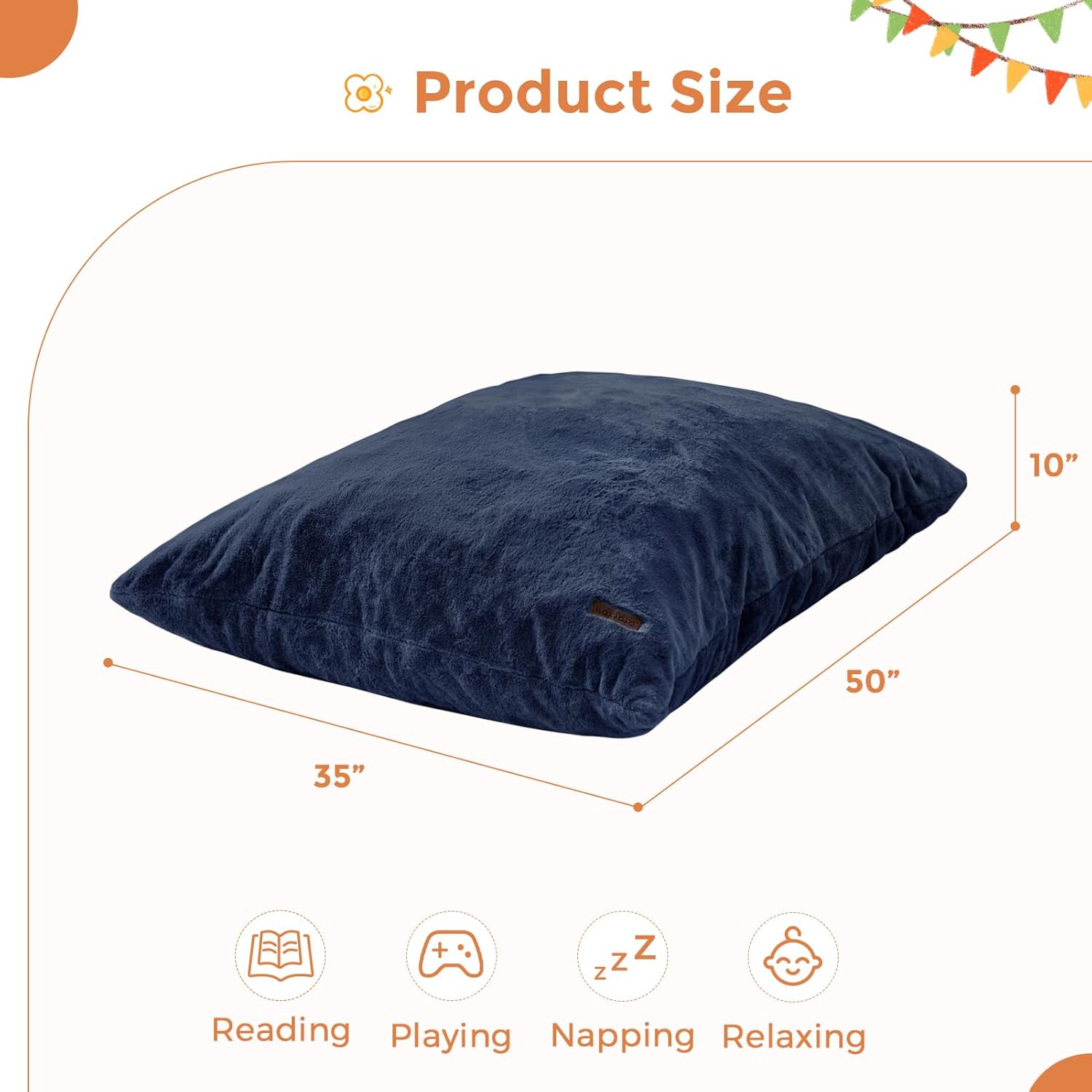 MAXYOYO 3 in 1 Kids Bean Bag Chair Bed, Child Floor Sofa for Gaming, Reading, Faux Fur Floor Mattress with High-Density Foam Filling for Living Room Bedroom