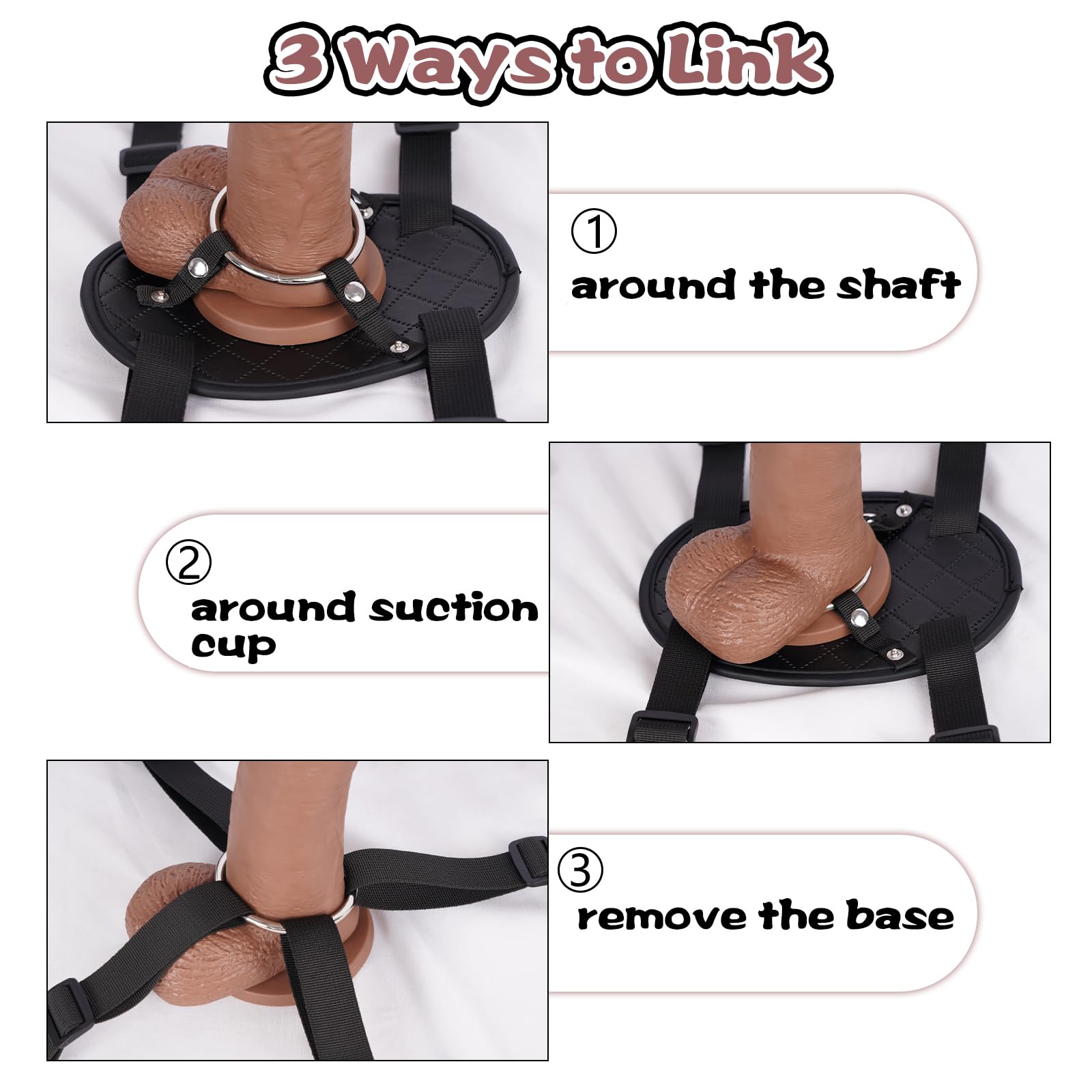 Suction Cup Dildo Mount, Fantasy Dildo Holder Saddle Machine, Strap on Pillow Towel Chair Bench Furniture Thigh, Fits Small&Big Dildos, BDSM Straps Harness Accessory for Adult Solo Sex Toys: Black