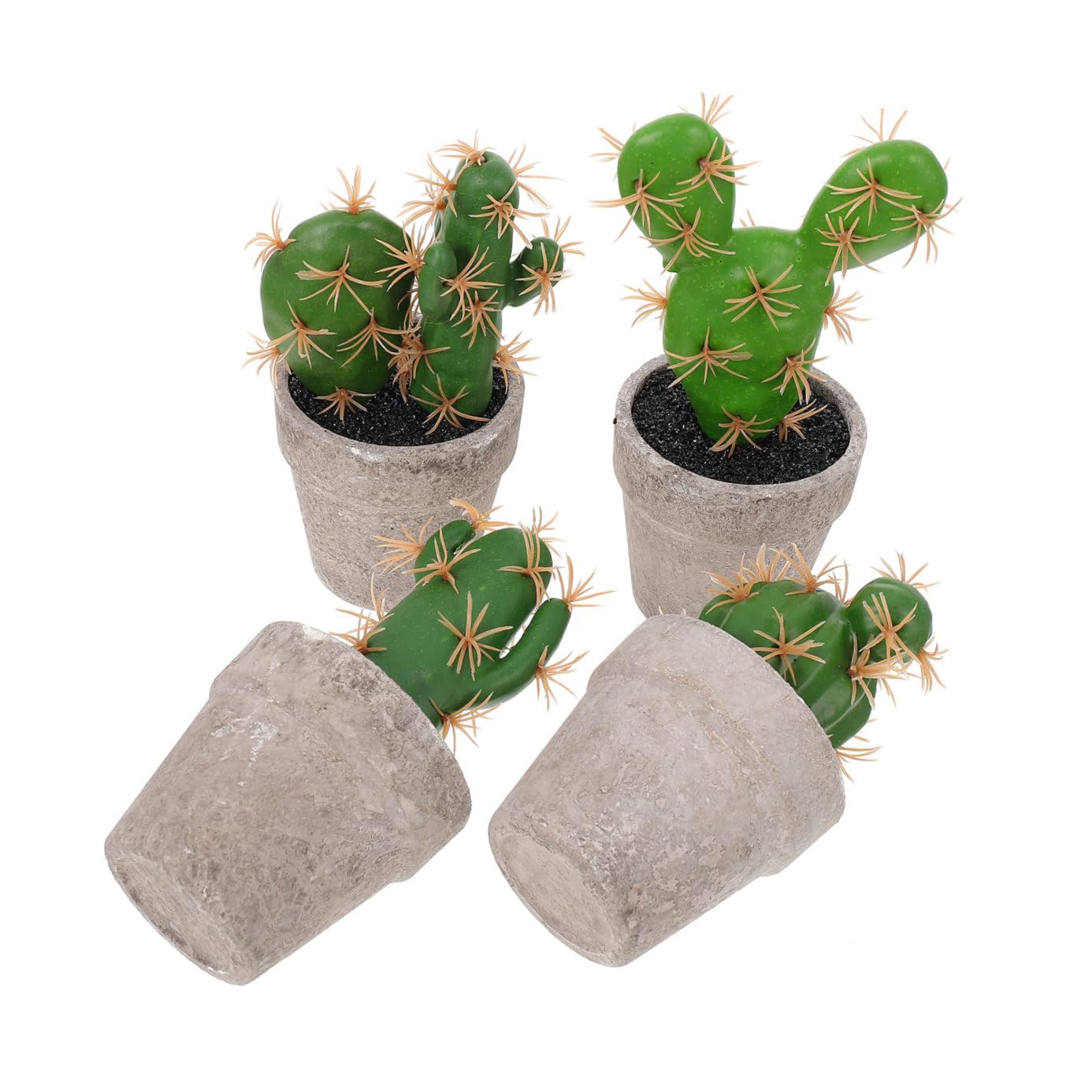 GARVALON Piante Grasse Artificiali per Ufficio e Soggiorno Aspetto Naturale Set 4 Pezzi in Vaso di Polpa e Plastica, Decorazione da Tavolo Verde e Facile Cura