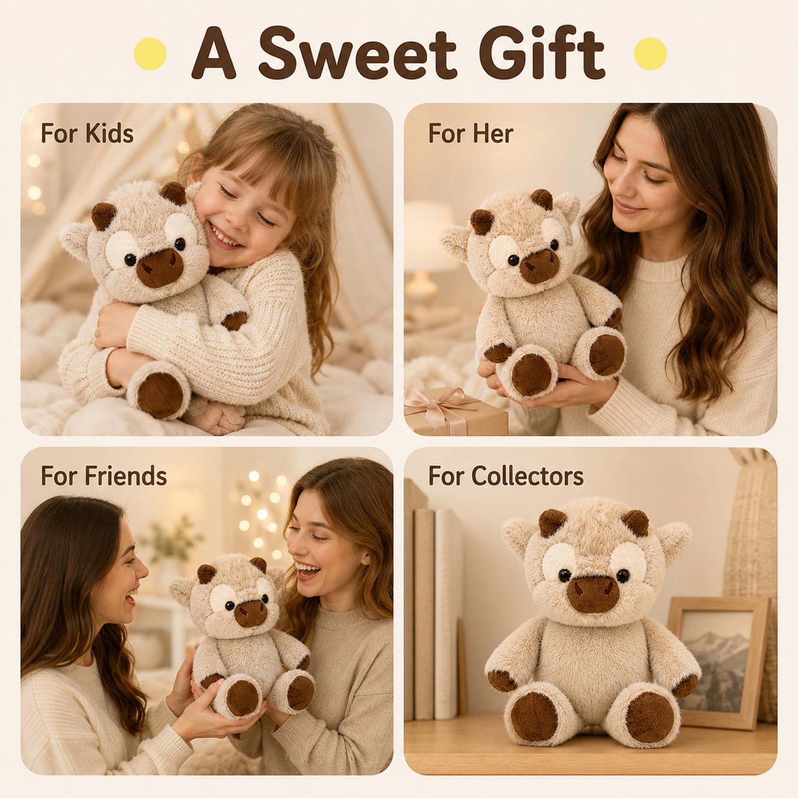 Peluche Mucca Che Corre,45 cm Adorabile Animale Peluche Muccas Pelosa,Pupazzo Che Corre,Running Highland Cow Peluches Mucche per Alleviare Lo Stress,Peluche Animali,Peluche Bambole