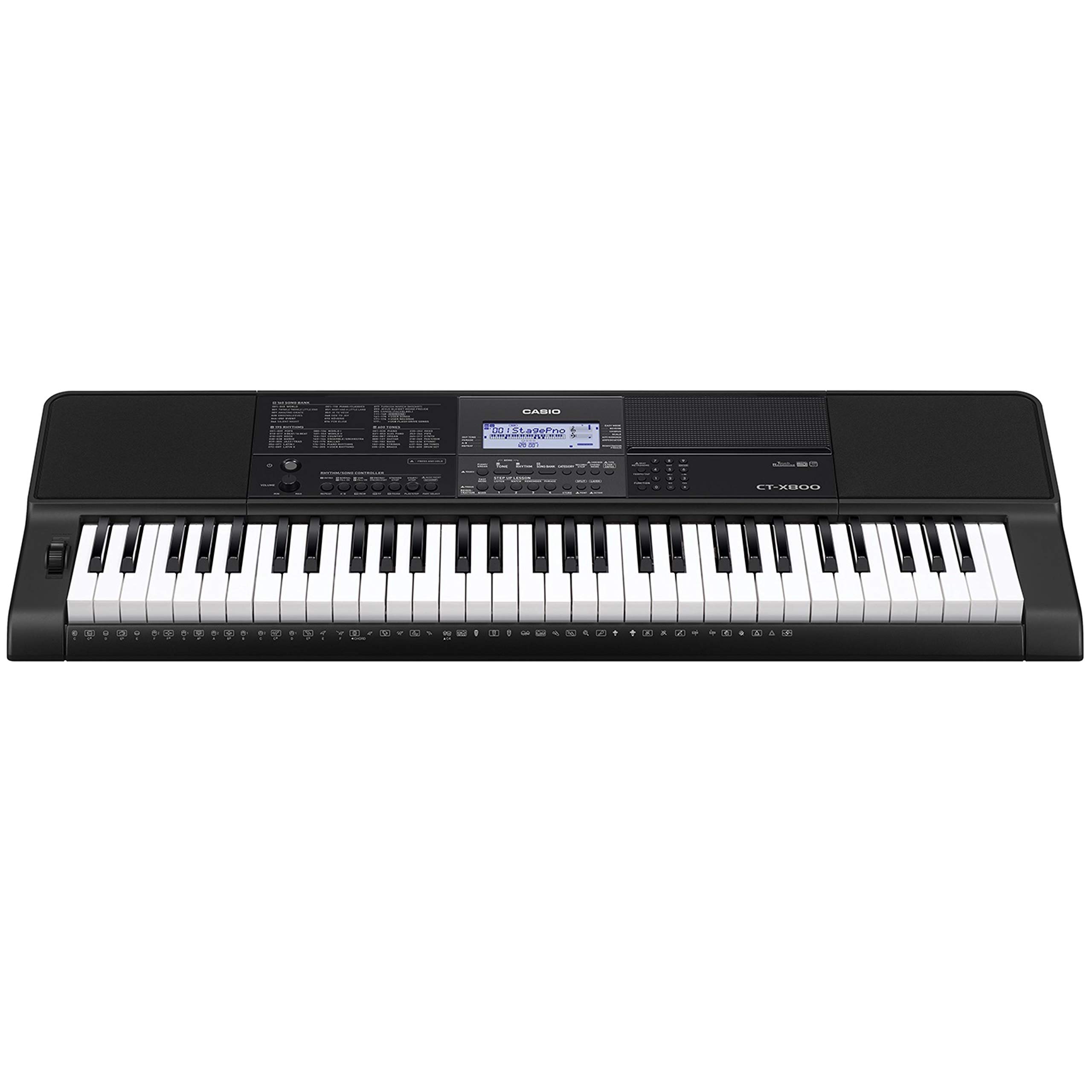 Casio CT-X800 Tastiera con 61 tasti sensibili al tocco, 600 suoni, 195 ritmi di accompagnamento e pitch wheel, nera