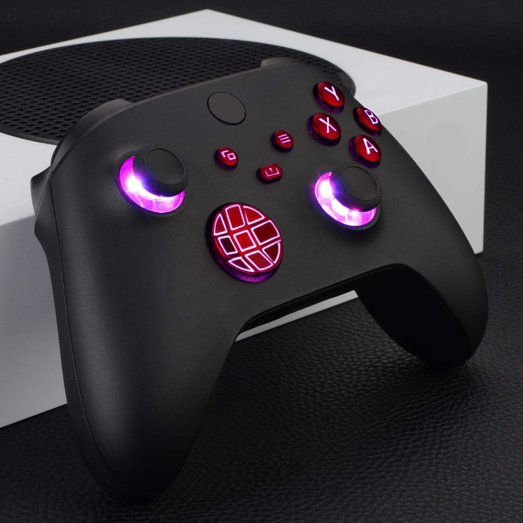 eXtremeRate Multicolori Tasti Luminosi Ricambio per Xbox Series X S Controller LED Kit Rosso Scarlatto