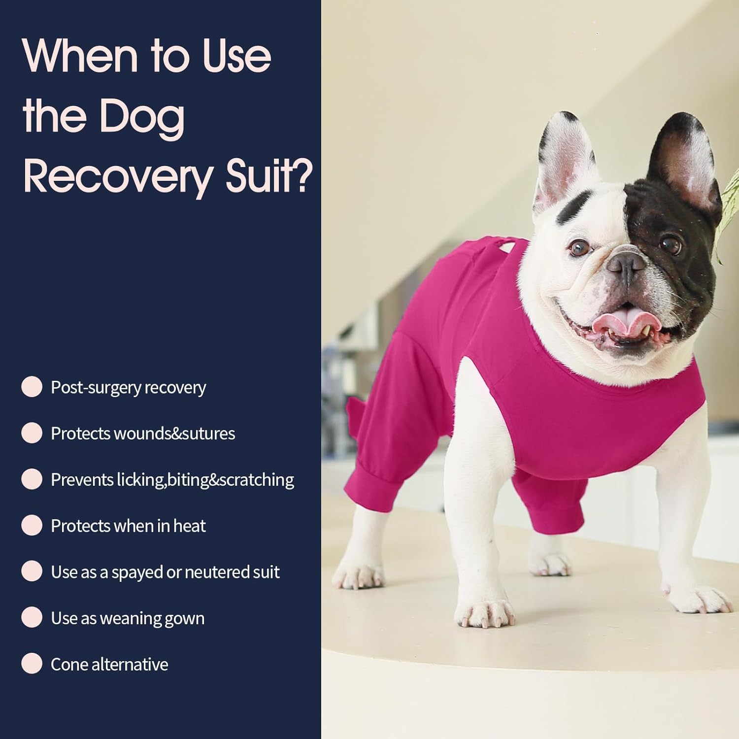 IECOii Dog Surgical Recovery Suit Male Female,Breathable Dog Bodysuit Dog Cone Alternative After Surgery with Pee Hole,Soft Dog Onesie for Spay Neuter Surgery Recovery Prevent Licking,XXXL-Rosered