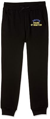 UNITED COLORS OF BENETTON Boy's Regular Mid Rise Track Pants (30446ECOMI_Black_0Y), 0-3 Months