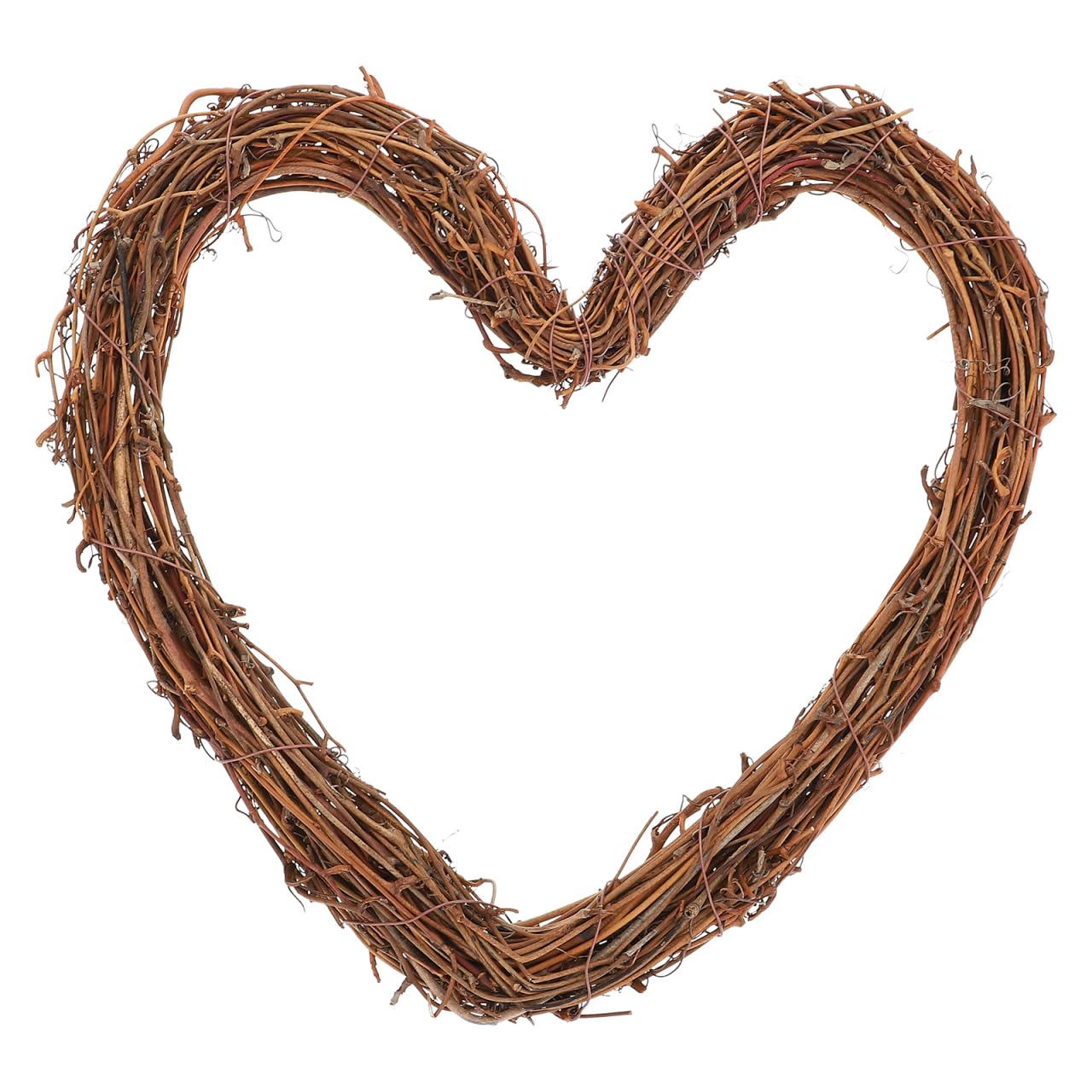 Veemoon Large Heart-shaped Rattan Wreath 25cm DIY Garland Frame for Home Décor, Natural Rattan Ring for Front Door Hanging and Holiday Craft Decorations