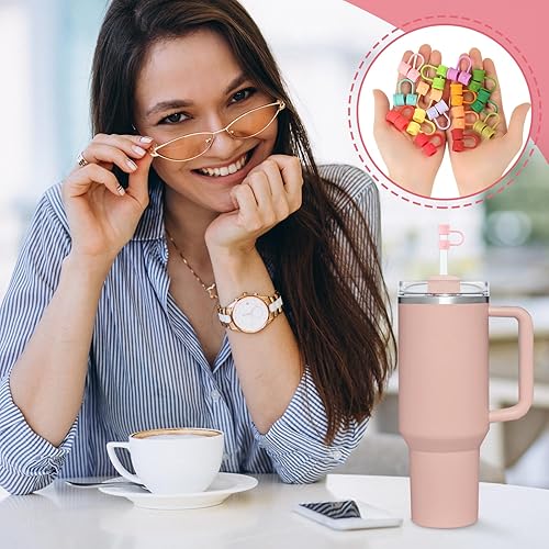 Miniatura 6 de Paquete de 24 fundas de silicona reutilizables para popotes, protectores de punta para popotes de 0.4 pulgadas, se adapta a la mayoría de vasos de