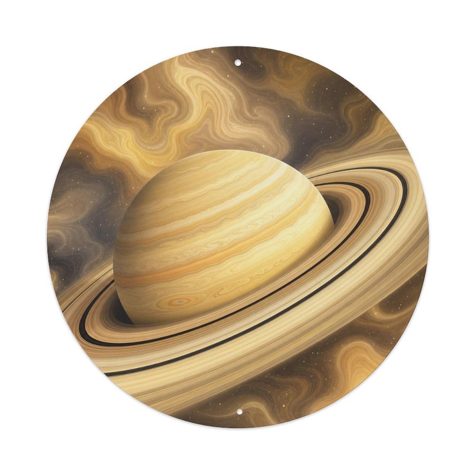 Okngb Style Starry Sky Saturn Ringed Planet Astronomy Chart Orbit Metal Tin Sign Plaque Wall Decor For Cafe, Man Cave, Club Bar, Office, Home Garden Round Metal Poster 8X8inch