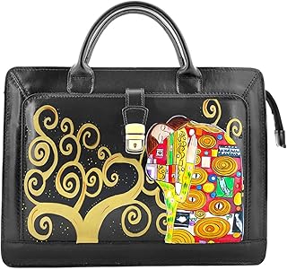 Hand-painted genuine leather office folder bag – THE WAITING (EXPECTATION) BY KLIMT - Women Bag, Hand Bag, Genuine Leather, Made in Italy, Painted Leather, Handbag and Shoulder Bag, Craftsmanship