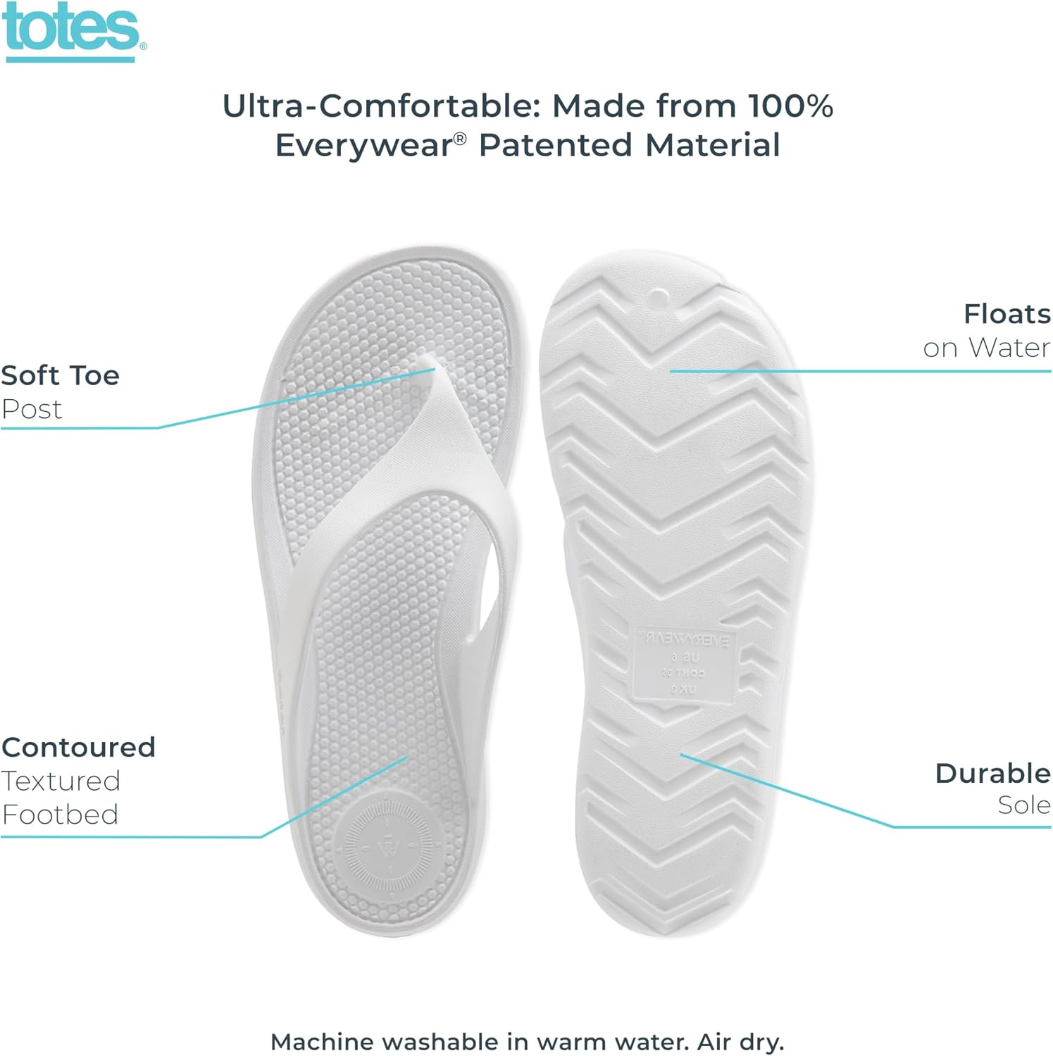 totes Women's Everywear Ara Thong Sandal, White, 11 - Image 4