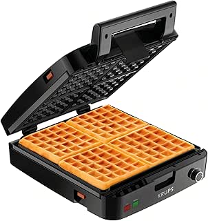 KRUPS 4-Slice Belgian Waffle Maker: Stainless Steel, 5 Browning Levels,
