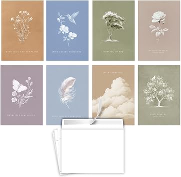 Hat Acrobat 24 Sympathy Cards with Envelopes - 8 Unique Chinoiserie Designs 3 of Each - Assorted Condolence Bereavement Cards Bulk with Heartfelt Messages Inside