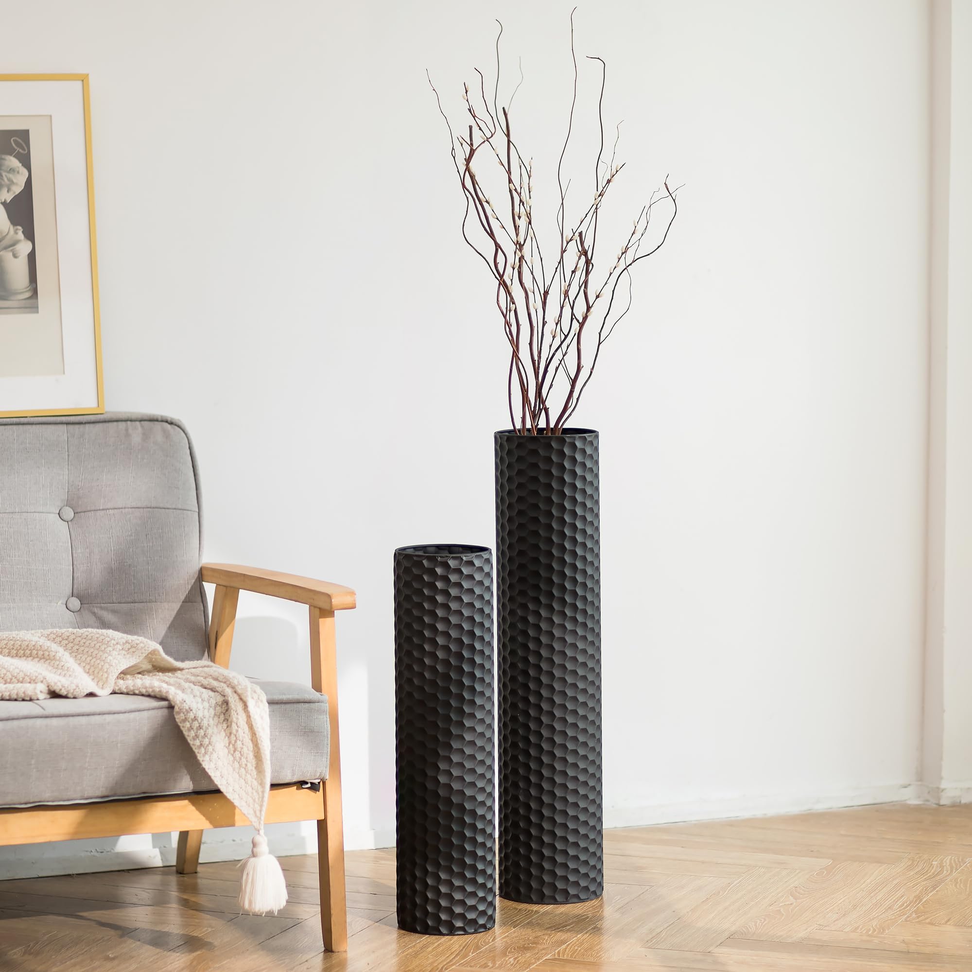 Amazon.com: Ninehaoou Large Black Vase Tall 20 inch Metal Floor ...