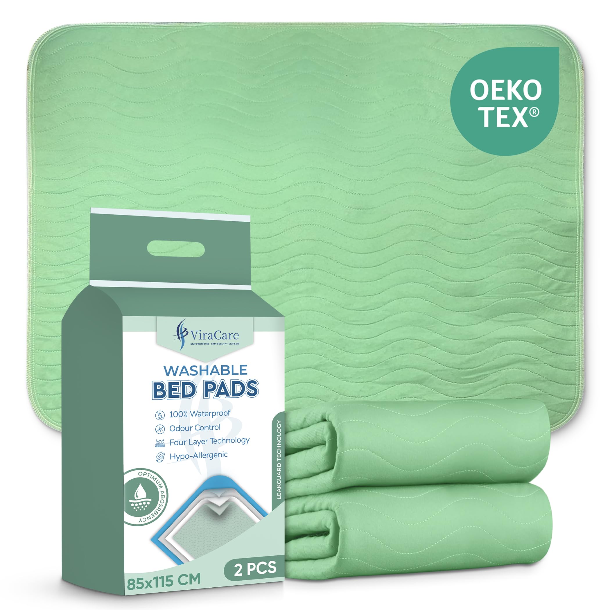 2 x Washable Incontinence Bed Pads | 85 x 115 cm | Incont...