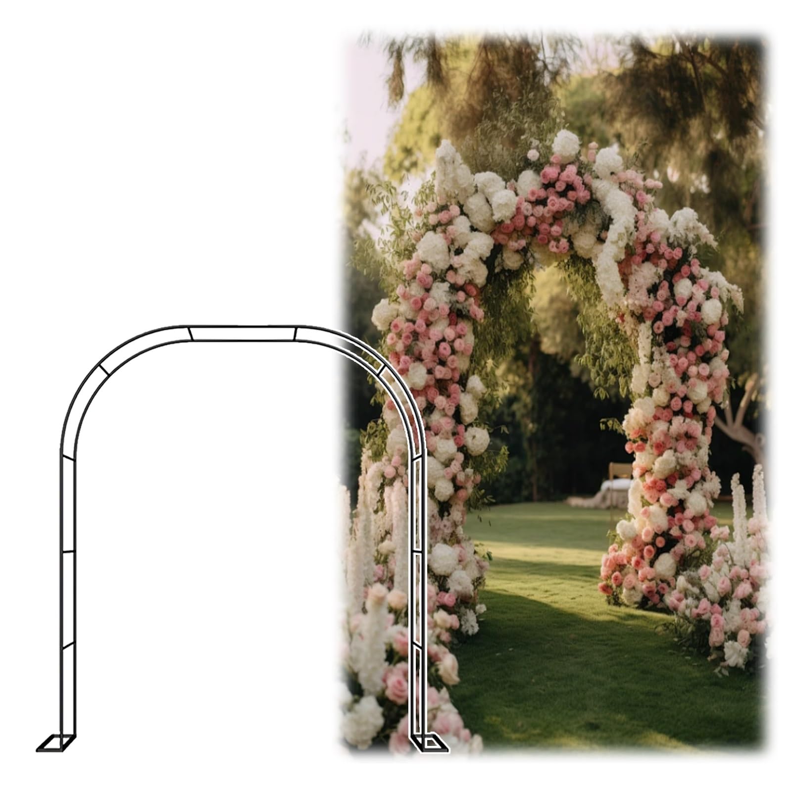 Bcojnlue Arco Metálico De Jardín, Decoraciones para Bodas Y Eventos, Enrejado De Jardín con Plantas Trepadoras, Montaje Gratuito, Rosas, Enredaderas, Decoraciones(120x220cm)