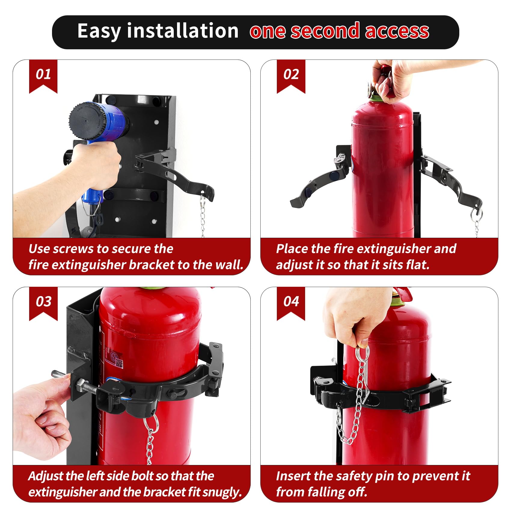 Soporte de pared negro para extintor de incendios apto para extintor de CO2 seco de 10 libras / 5 libras