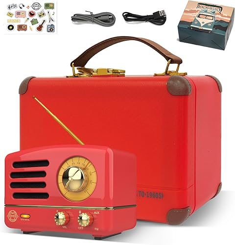 Miniatura 9 de Muzen OTR - Altavoz Bluetooth, portátil, inalámbrico, vintage, con sonido nítido, altavoces Bluetooth con radio FM, para el hogar, oficina y