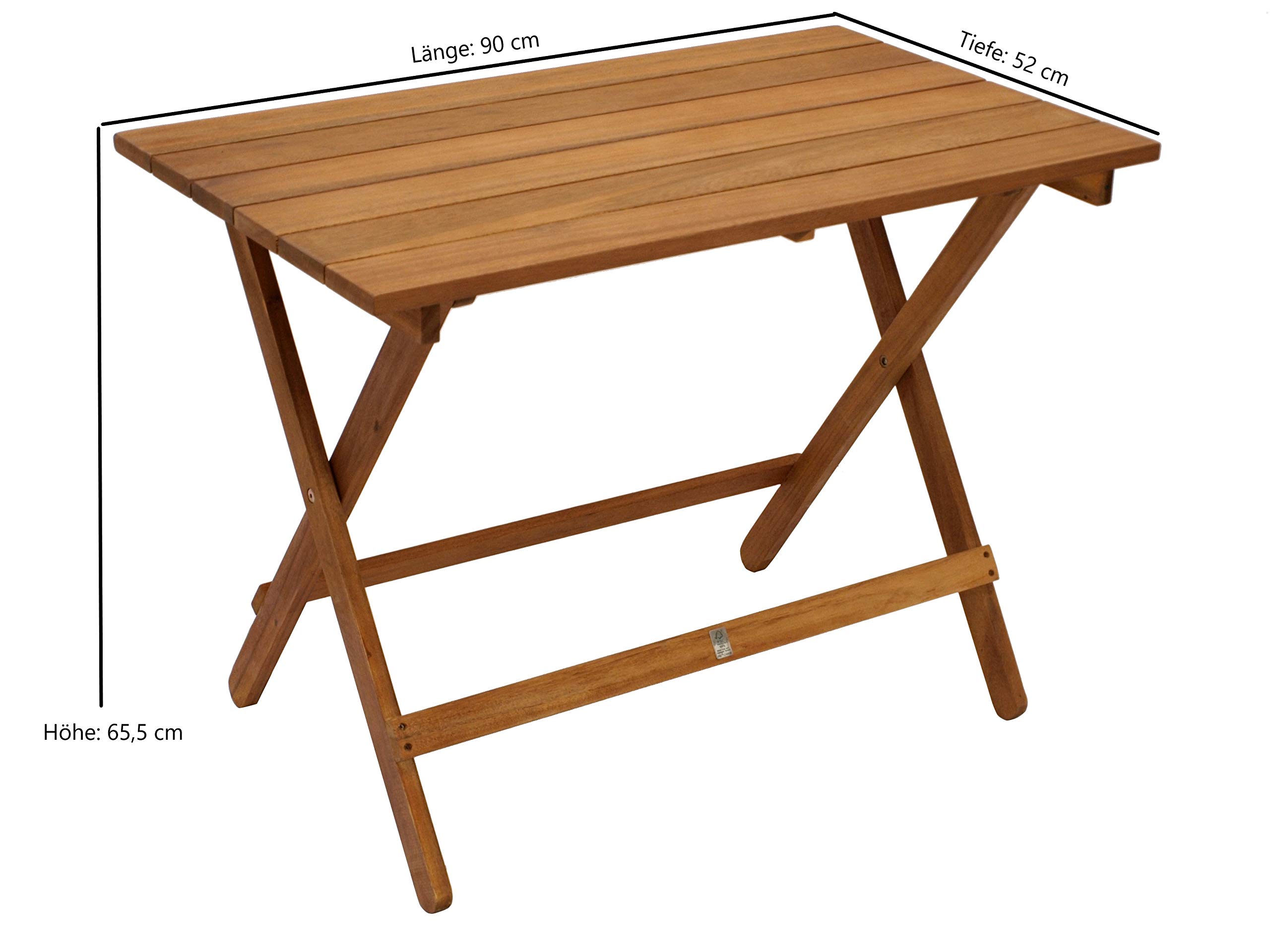 DEGAMO Klapptisch Beistelltisch Dana 90x52x65cm, Massivholz Akazie geölt
