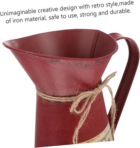 Miniatura 3 de VOSAREA 1 fuente de hojalata de hierro para flores, jarra rústica, jarra decorativa de leche, jarra decorativa de granja, jarrón de flores rústicas,