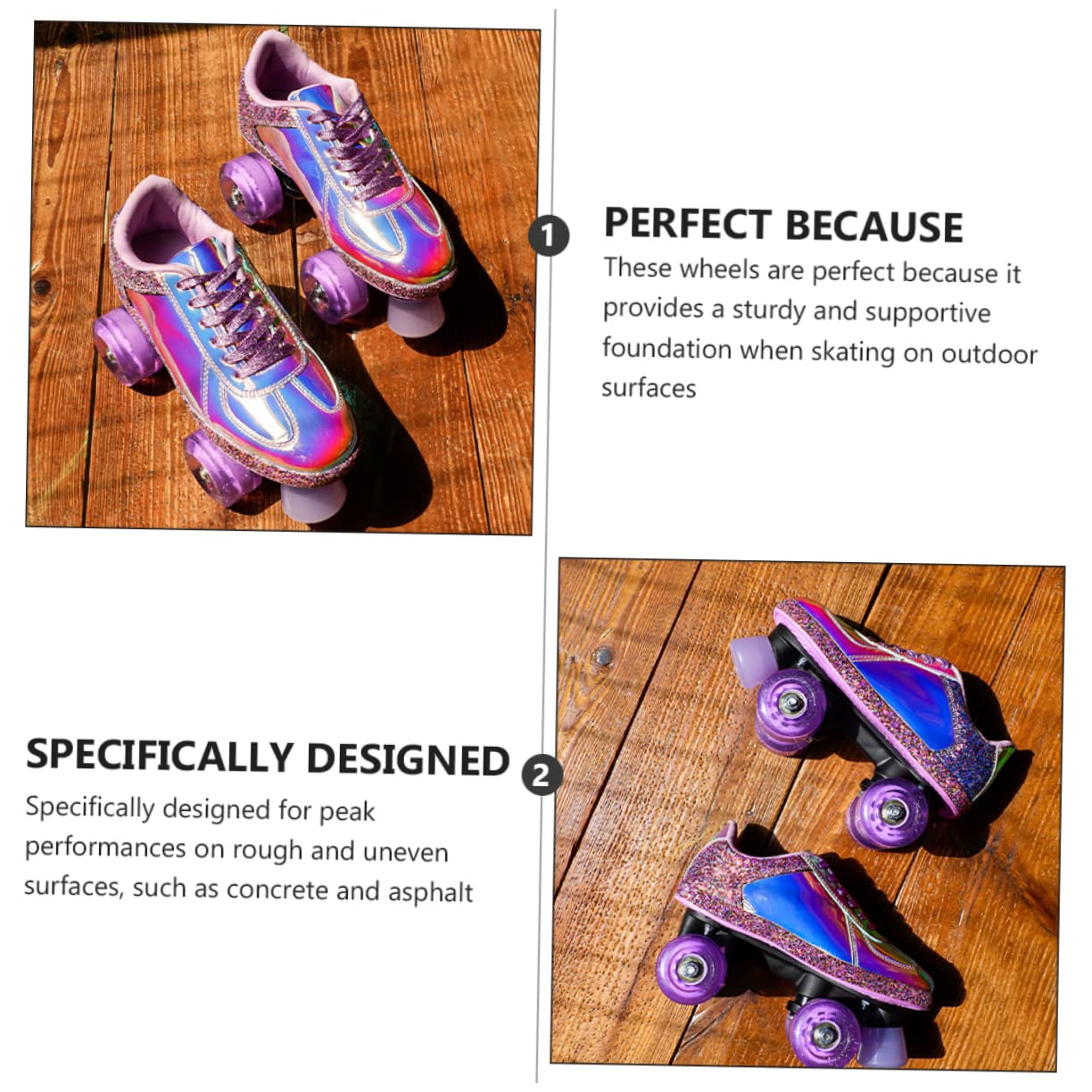 Totority 4 Pack Skates Replacement Wheels Double Row Roller Skating Wheel Ice Skates Adornment Durable Pu Material Boys and Girls Outdoor Sports