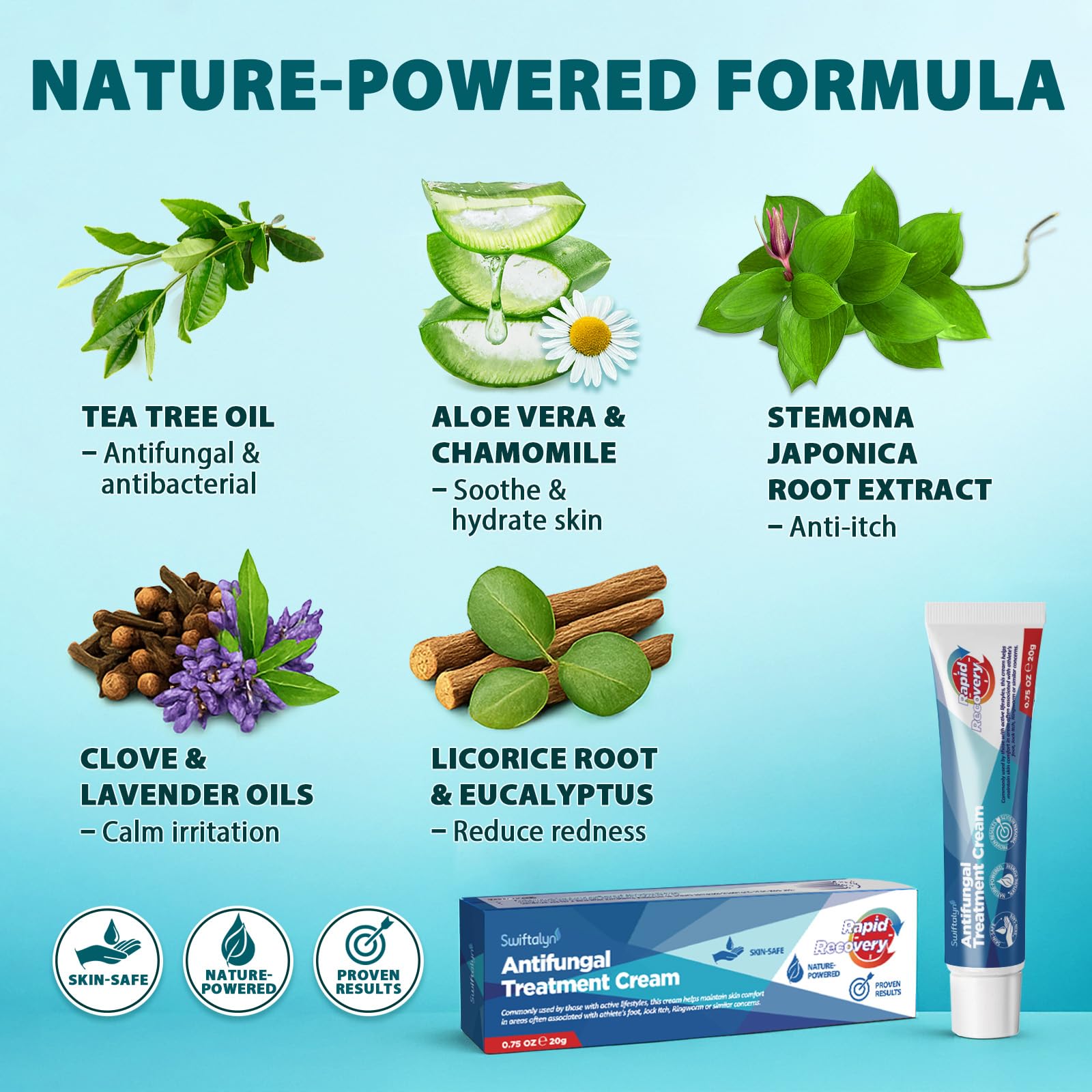 Crema antimicotica per piedi e pelle: uso quotidiano per la pelle soggetta a piede d’atleta, funghi cutanei e micosi inguinale – formula naturale per uomo e donna, 20 g