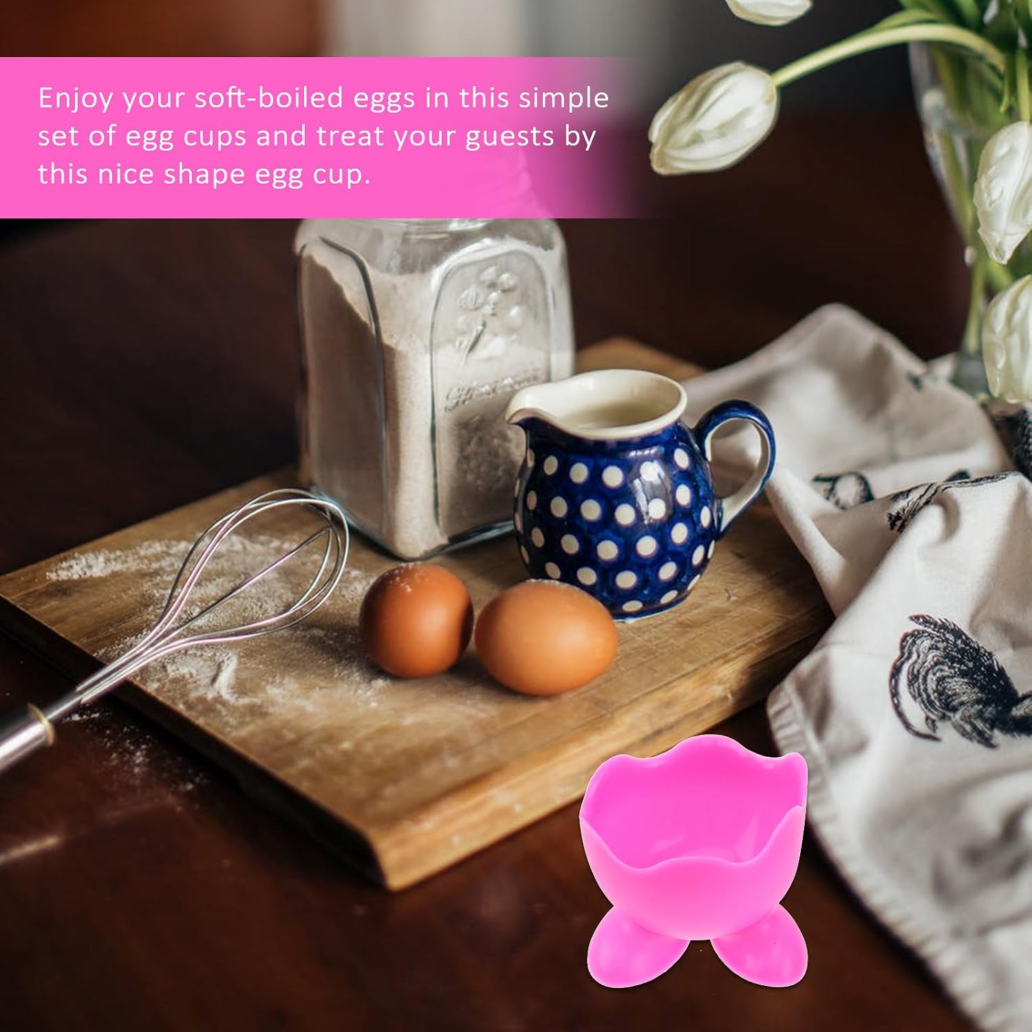 Silicone Egg Cup Holder Red 3pcs for Boiled Eggs, Heat Resistant