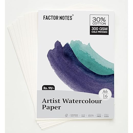 Factor Notes A6 Watercolour Sheets 300 GSM