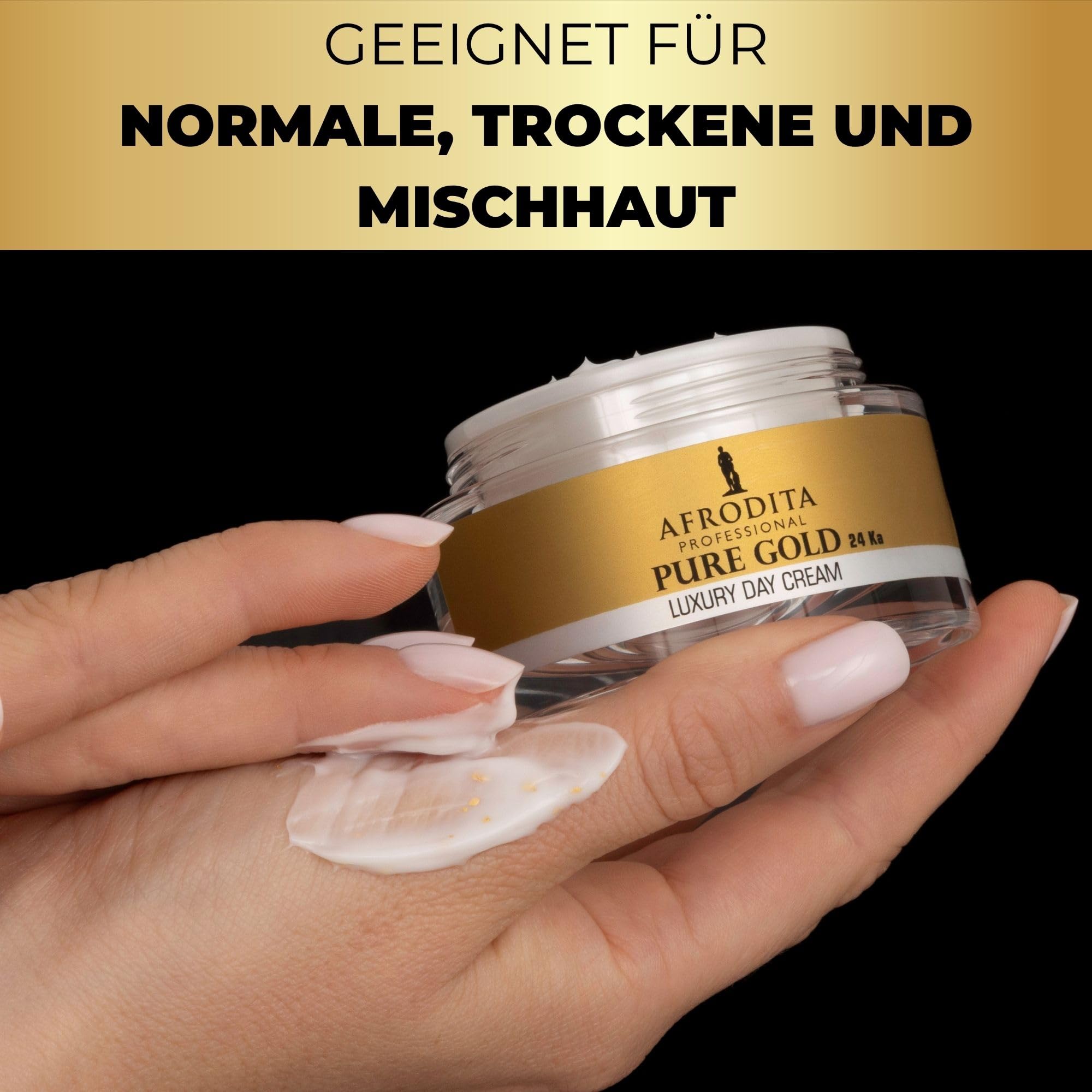 Afrodita Professional Pure Gold 24K Luxus Tagescreme, Anti-Aging Gesichtscreme für Damen, intensive Feuchtigkeit & Straffung für reife normale bis trockene Haut, vegan, 50 ml