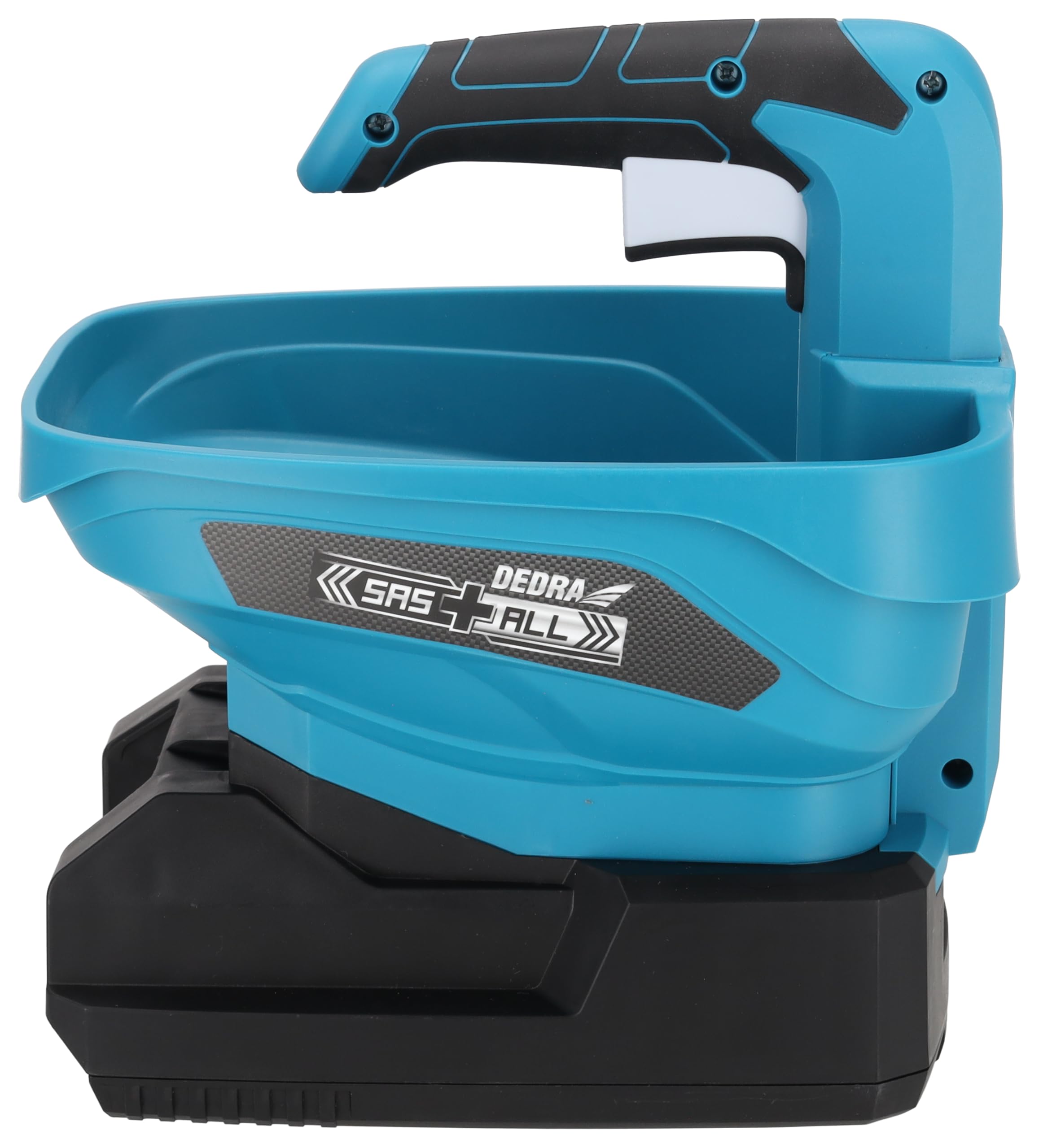 DEDRA Akku-Streuer 3,3l, 6-stufige Drehzahlregulierung, 8-stufige Streumenregulierung, Drehzahl 900-2200 U/Min, Streubreite max. 5 m, ohne Akku und Ladegerät