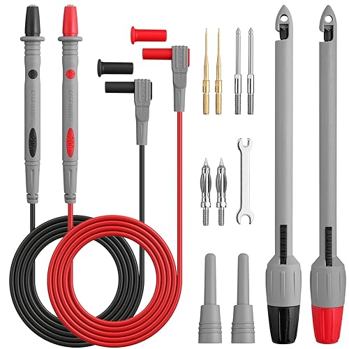 Miniatura 87 de 1 par de cable de prueba de enchufe de plátano a clip de cocodrilo, 39.4 in/3.28 pies, corriente nominal de 15 A, voltaje máximo de 1000 V, cable