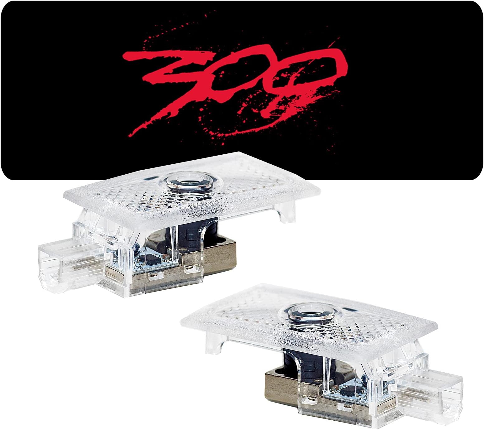 Never Fade Car LED Door Logo Compatible with 300 300C 300S 2005-2022 Projector Ghost Shadow Light, for 300 Accessories Door Light Logo LED Laser Car Courtesy Step Light HD (Red)