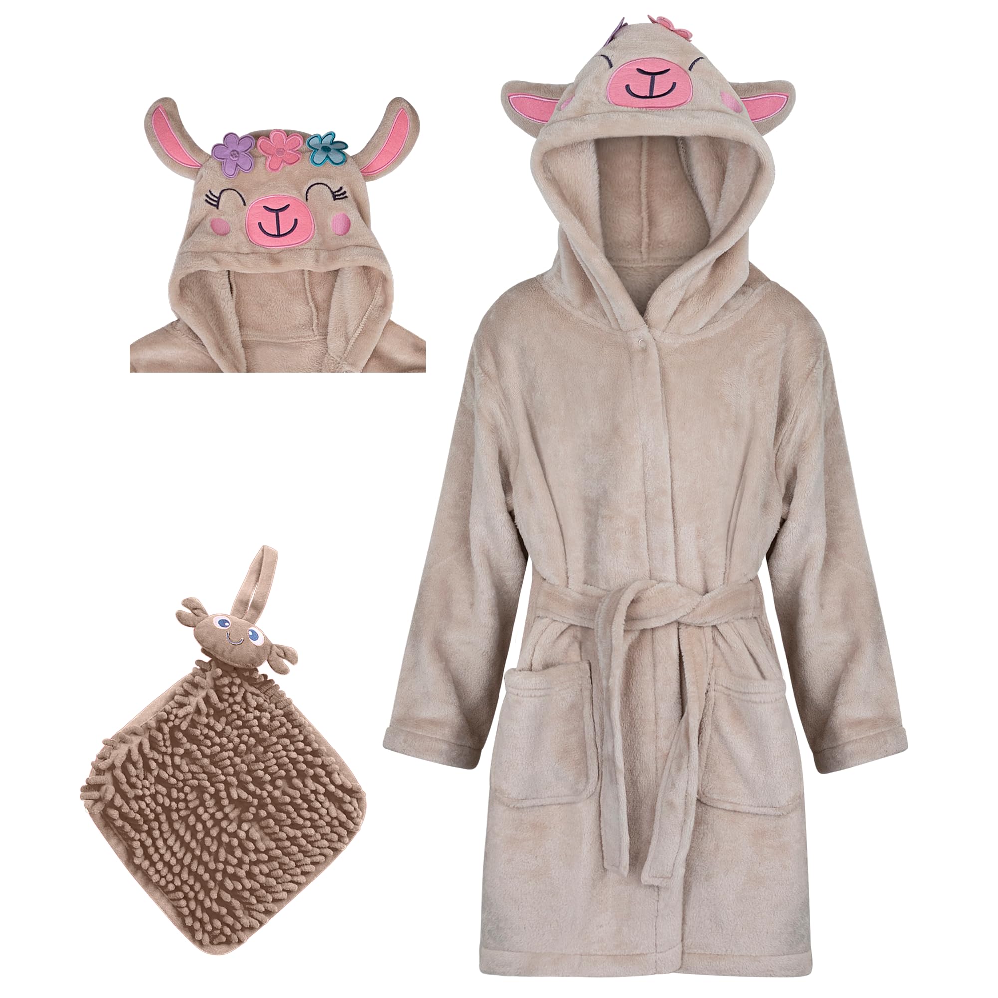 Rising Star Bata de baño de felpa suave con capucha para niños y niñas, regalo de unicornio, para niñas grandes (talla 3T - 8)
