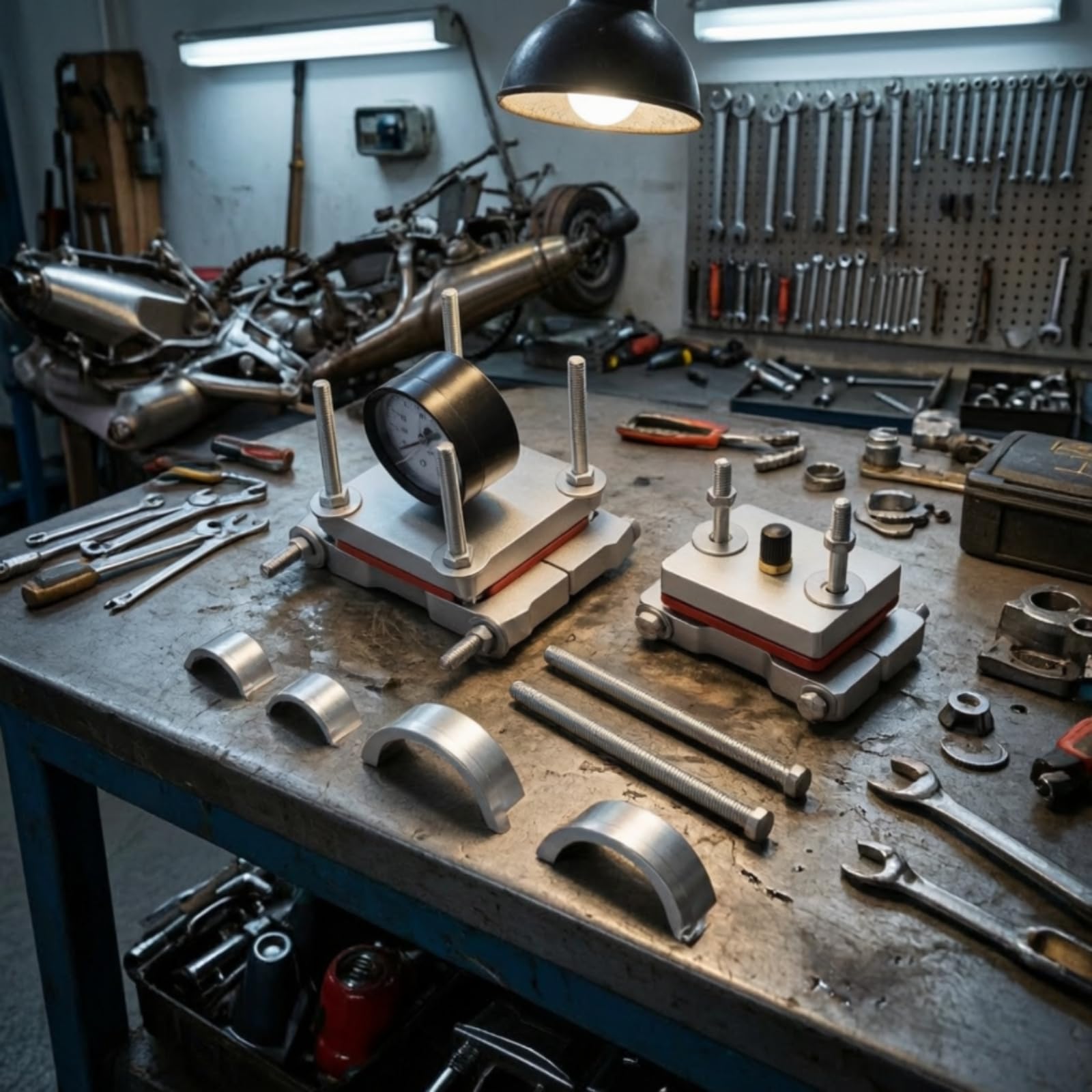 Qianly Kit Reparación con Manómetro Reutilizable Herramienta Metálico para Mecánicos, Taller Mecánico