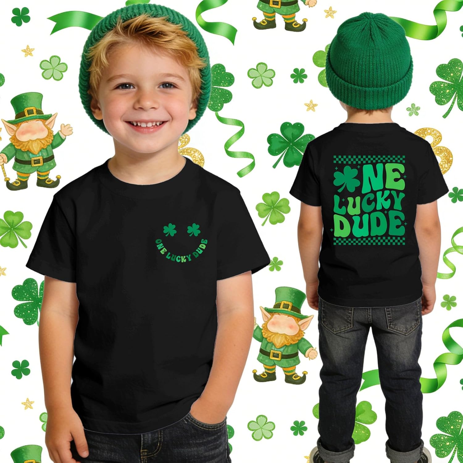 Toddler Boys St Patrick's Day Shirts Baby One Lucky Dude T-Shirt Clover Tees Shamrock Outfit Short Sleeve Tops 1-6T - Image 7
